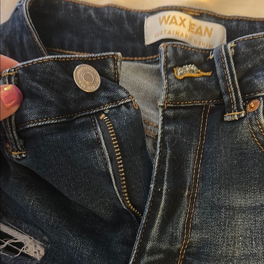 Wax Jean Blue High-Waisted Distressed Shorts - Picture 4 of 5